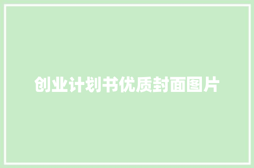 创业计划书优质封面图片