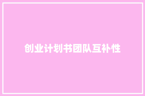 创业计划书团队互补性