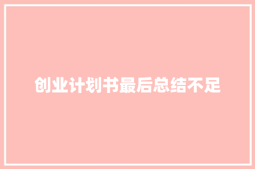 创业计划书最后总结不足