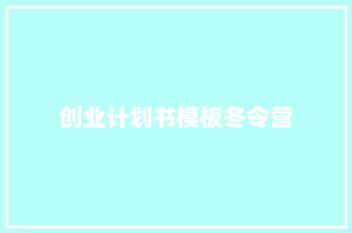 创业计划书模板冬令营