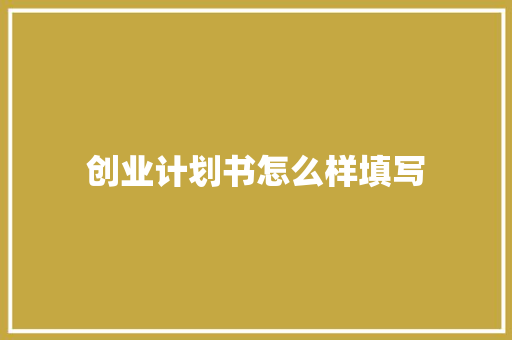 创业计划书怎么样填写