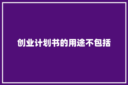 创业计划书的用途不包括