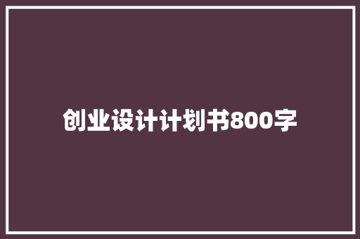 创业设计计划书800字
