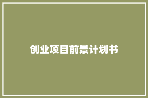 创业项目前景计划书