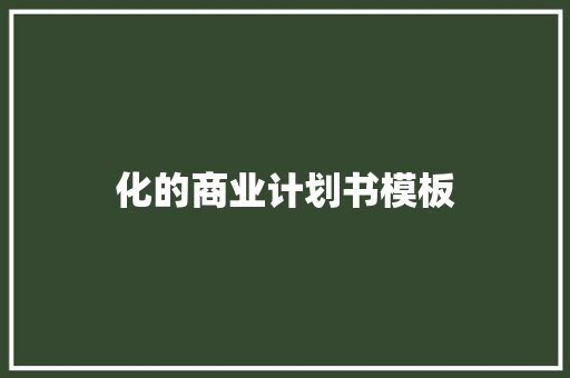 化的商业计划书模板