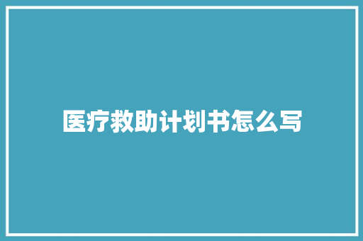 医疗救助计划书怎么写