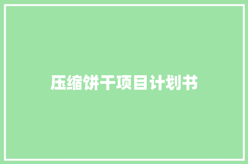 压缩饼干项目计划书