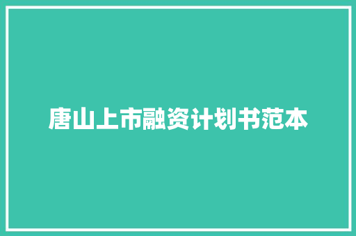 唐山上市融资计划书范本