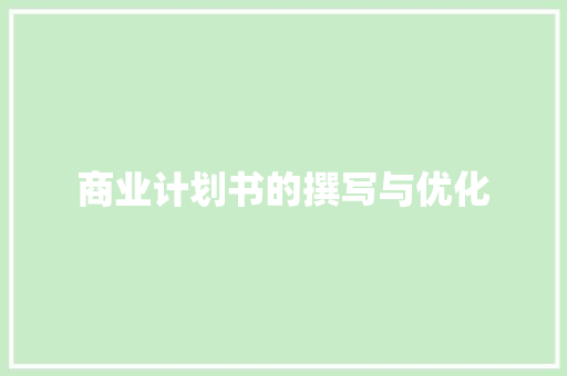 商业计划书的撰写与优化