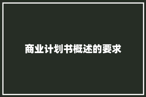 商业计划书概述的要求