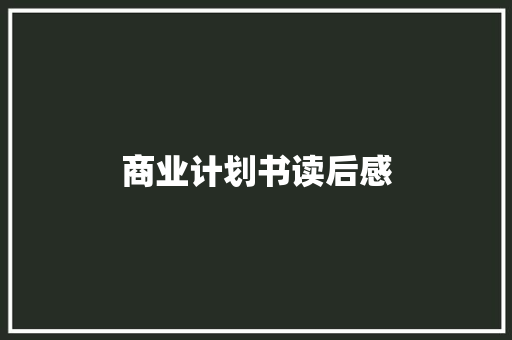 商业计划书读后感