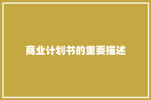 商业计划书的重要描述