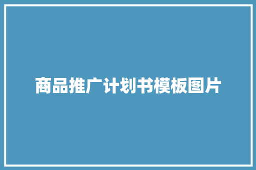 商品推广计划书模板图片