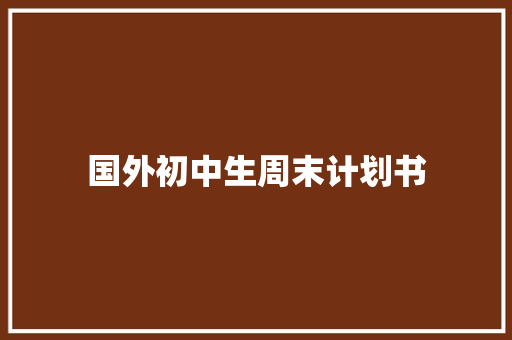 国外初中生周末计划书