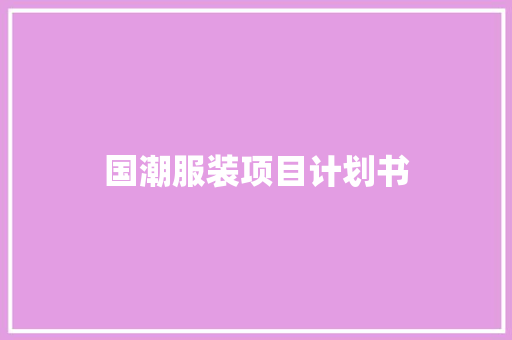 国潮服装项目计划书
