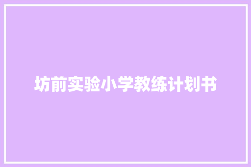 坊前实验小学教练计划书
