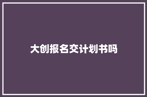 大创报名交计划书吗