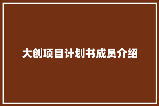 大创项目计划书成员介绍