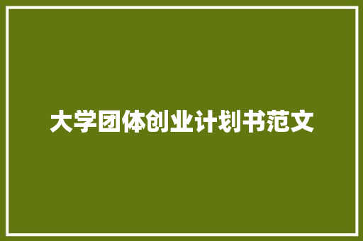 大学团体创业计划书范文