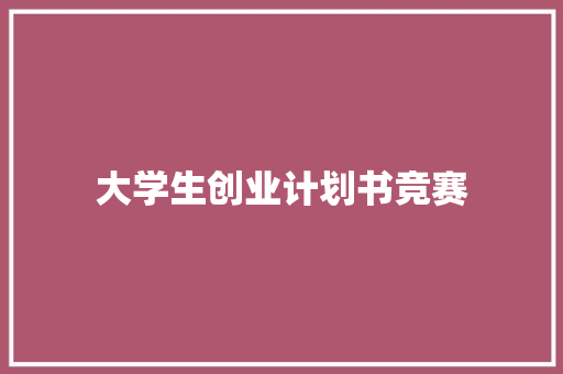 大学生创业计划书竞赛