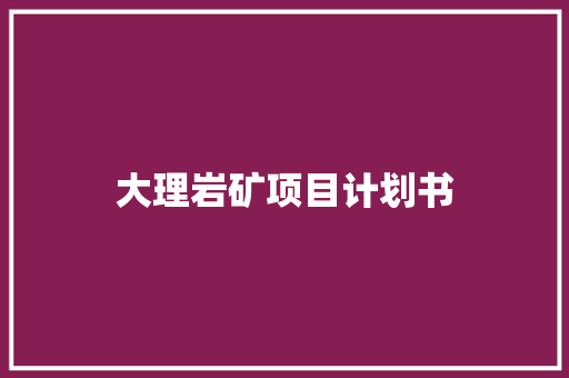 大理岩矿项目计划书