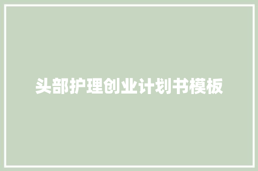 头部护理创业计划书模板