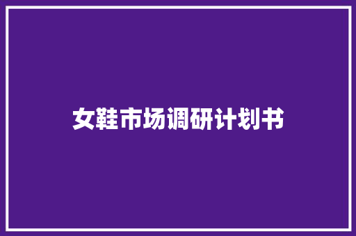 女鞋市场调研计划书