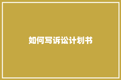 如何写诉讼计划书