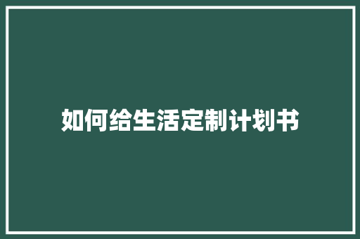 如何给生活定制计划书