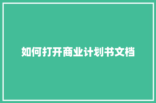 如何打开商业计划书文档