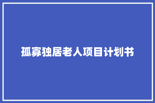孤寡独居老人项目计划书