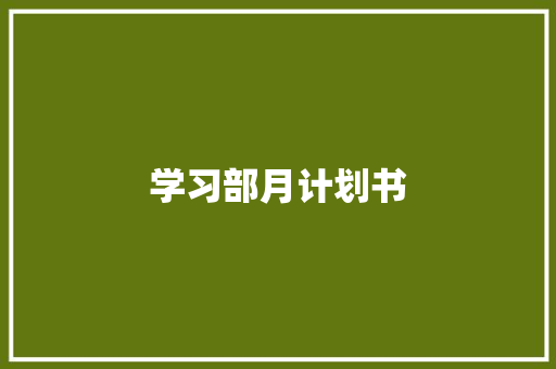 学习部月计划书