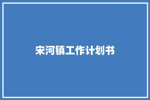 宋河镇工作计划书