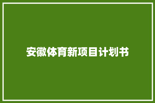 安徽体育新项目计划书