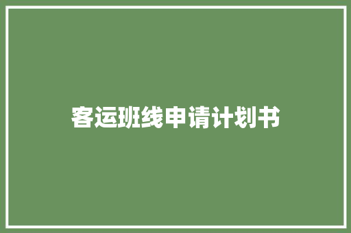 客运班线申请计划书