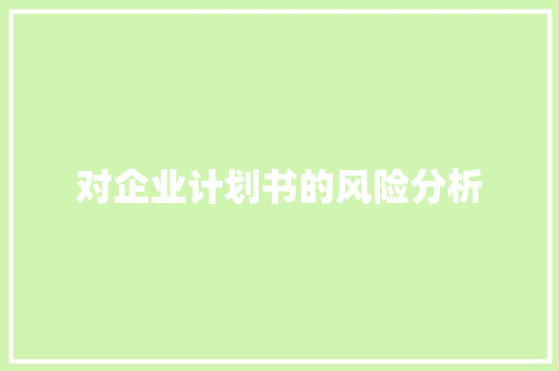 对企业计划书的风险分析