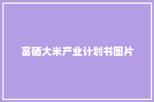 富硒大米产业计划书图片