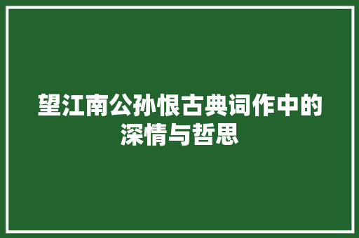 望江南公孙恨古典词作中的深情与哲思