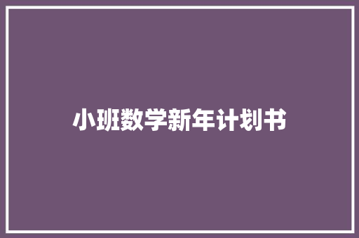 小班数学新年计划书