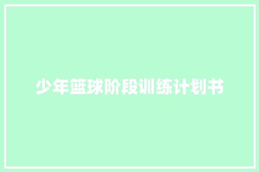 少年篮球阶段训练计划书