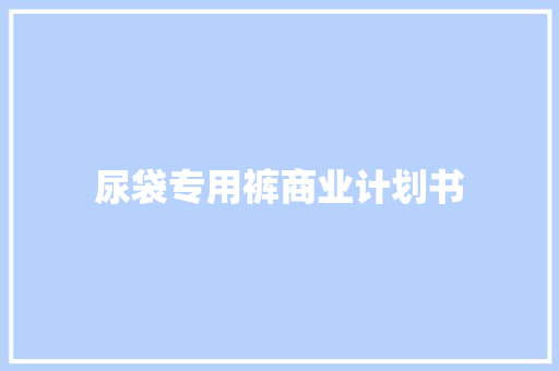 尿袋专用裤商业计划书