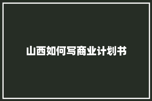 山西如何写商业计划书