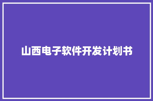 山西电子软件开发计划书