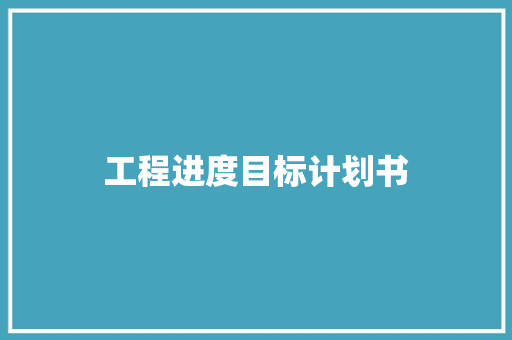 工程进度目标计划书