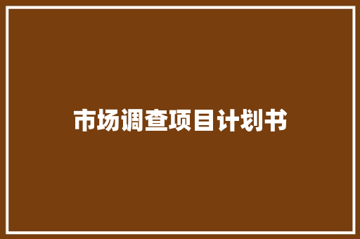 市场调查项目计划书