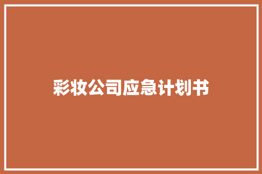 彩妆公司应急计划书