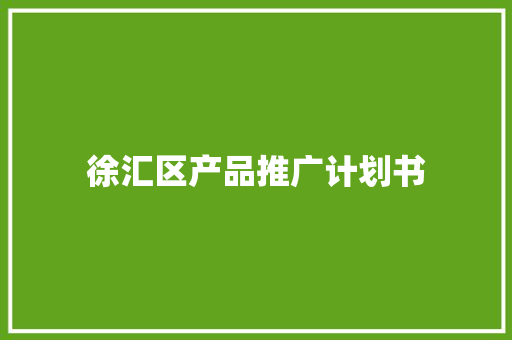 徐汇区产品推广计划书