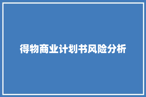 得物商业计划书风险分析
