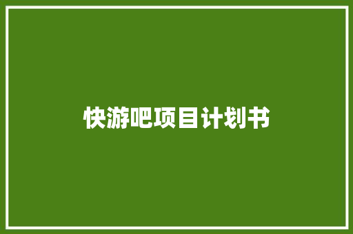 快游吧项目计划书