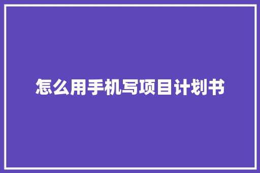 怎么用手机写项目计划书